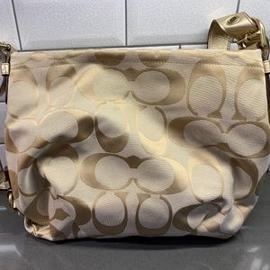 Coach Gold Cloth Signature 'C' Crossbody Bag